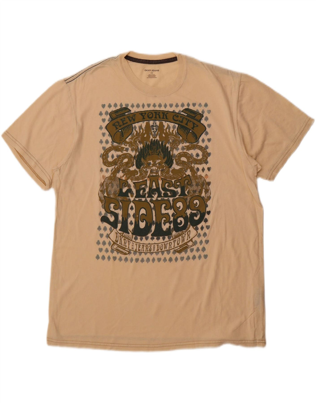 DKNY Camiseta gráfica para hombre Top grande de algodón beige