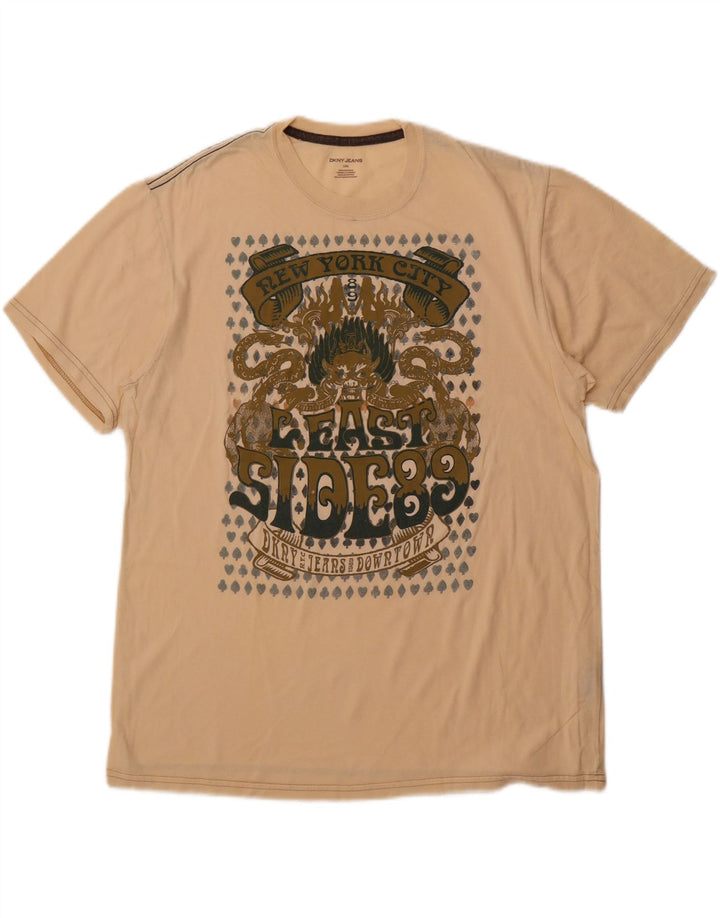 DKNY Camiseta gráfica para hombre Top grande de algodón beige