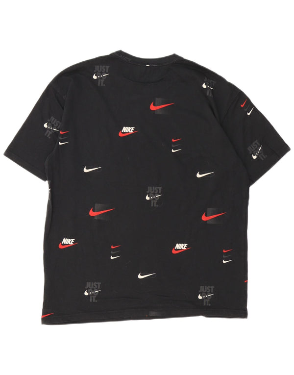 Nike Camiseta holgada con gráfico para hombre, talla mediana, algodón negro
