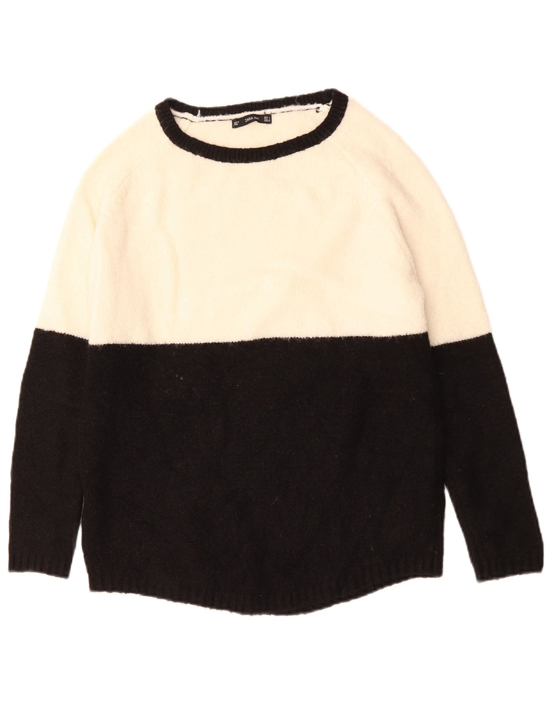 ZARA Jersey con cuello barco para mujer, talla S, Acrílico negro, color block