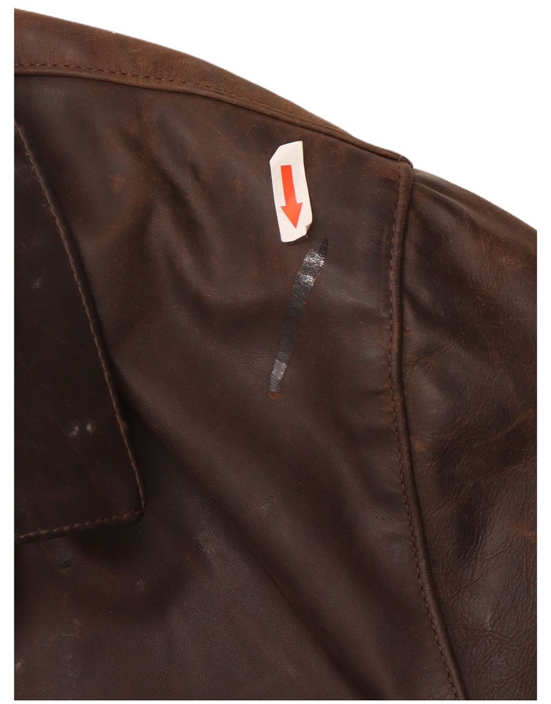 Chaqueta de cuero vintage para hombre Reino Unido 44 2XL Marrón