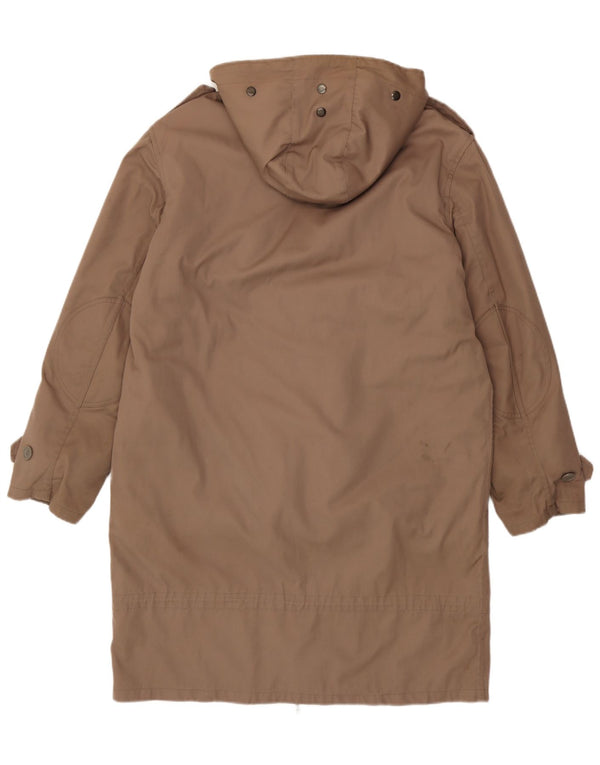 Vintage hombres con capucha Sherpa Parka chaqueta IT 54 2XL poliéster marrón