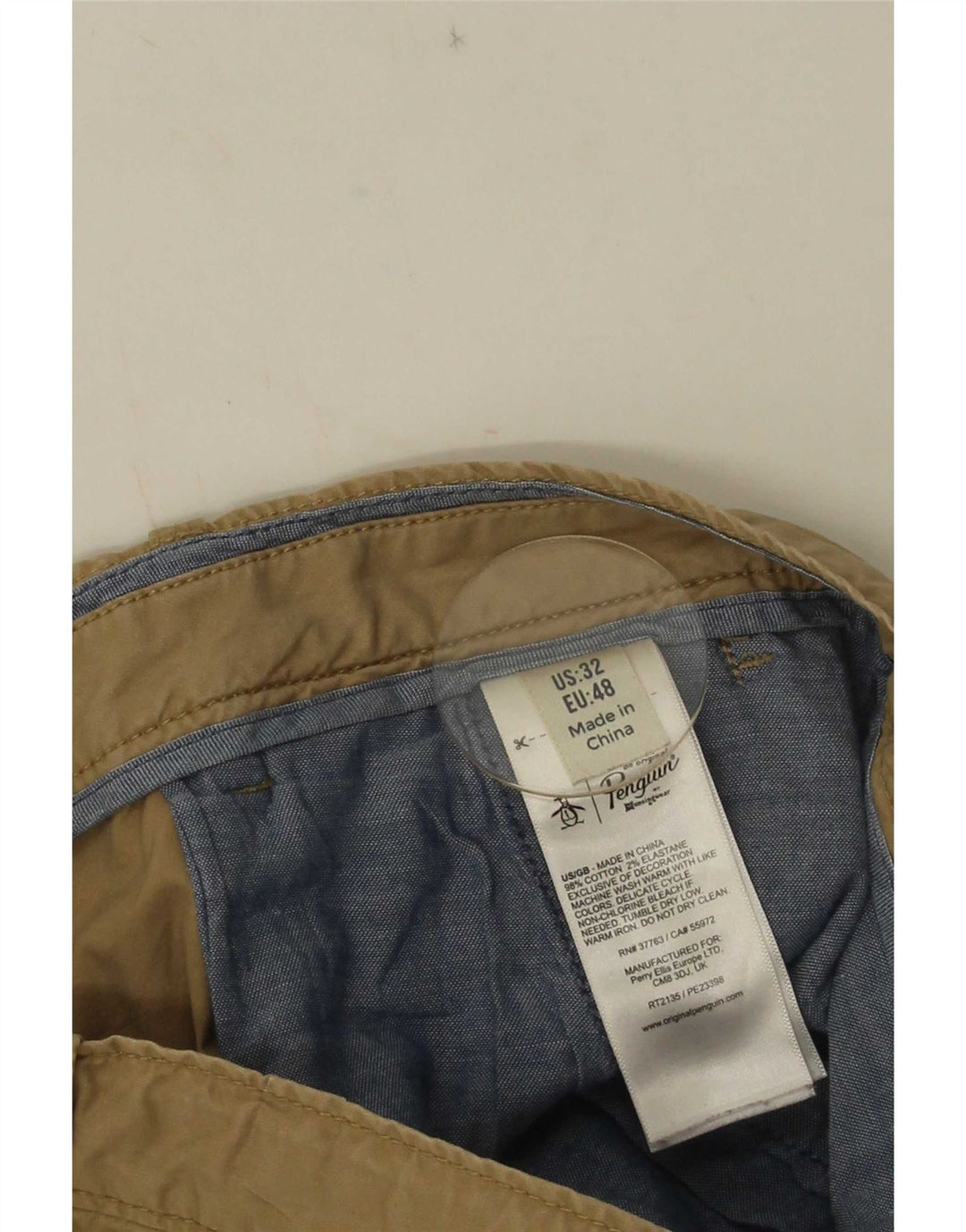 Pantalones cortos chinos Penguin para hombre EU 48 Medium W32 Algodón beige