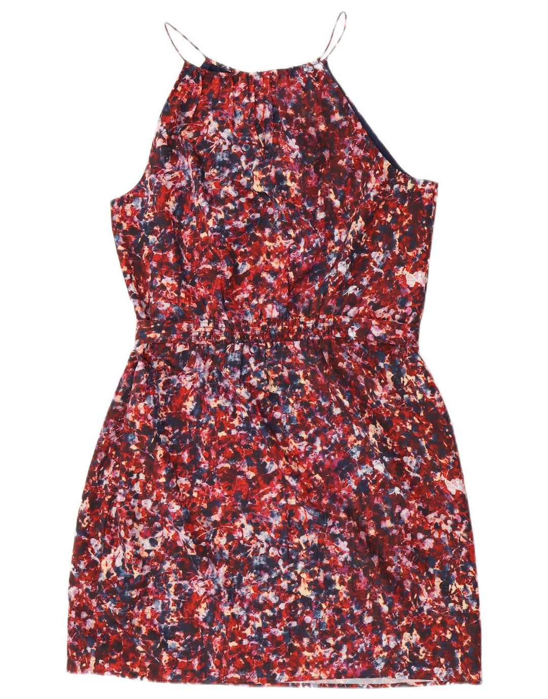 Dkny Vestido tubo sin mangas con estampado abstracto para mujer, talla 44, color rojo