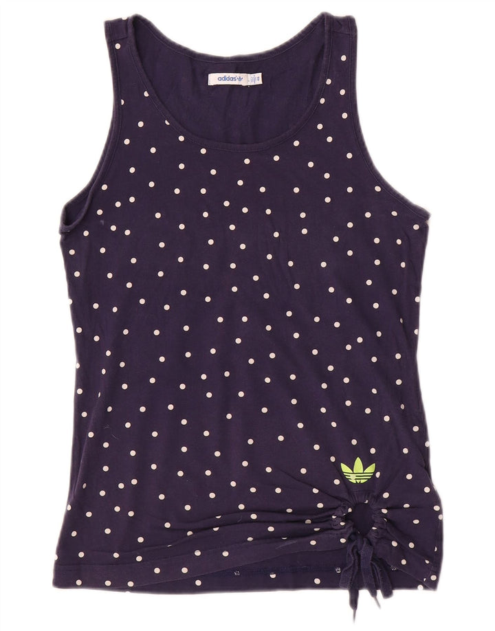 Adidas Mujer Chaleco Top IT 46 Medio Azul Marino Lunares Algodón