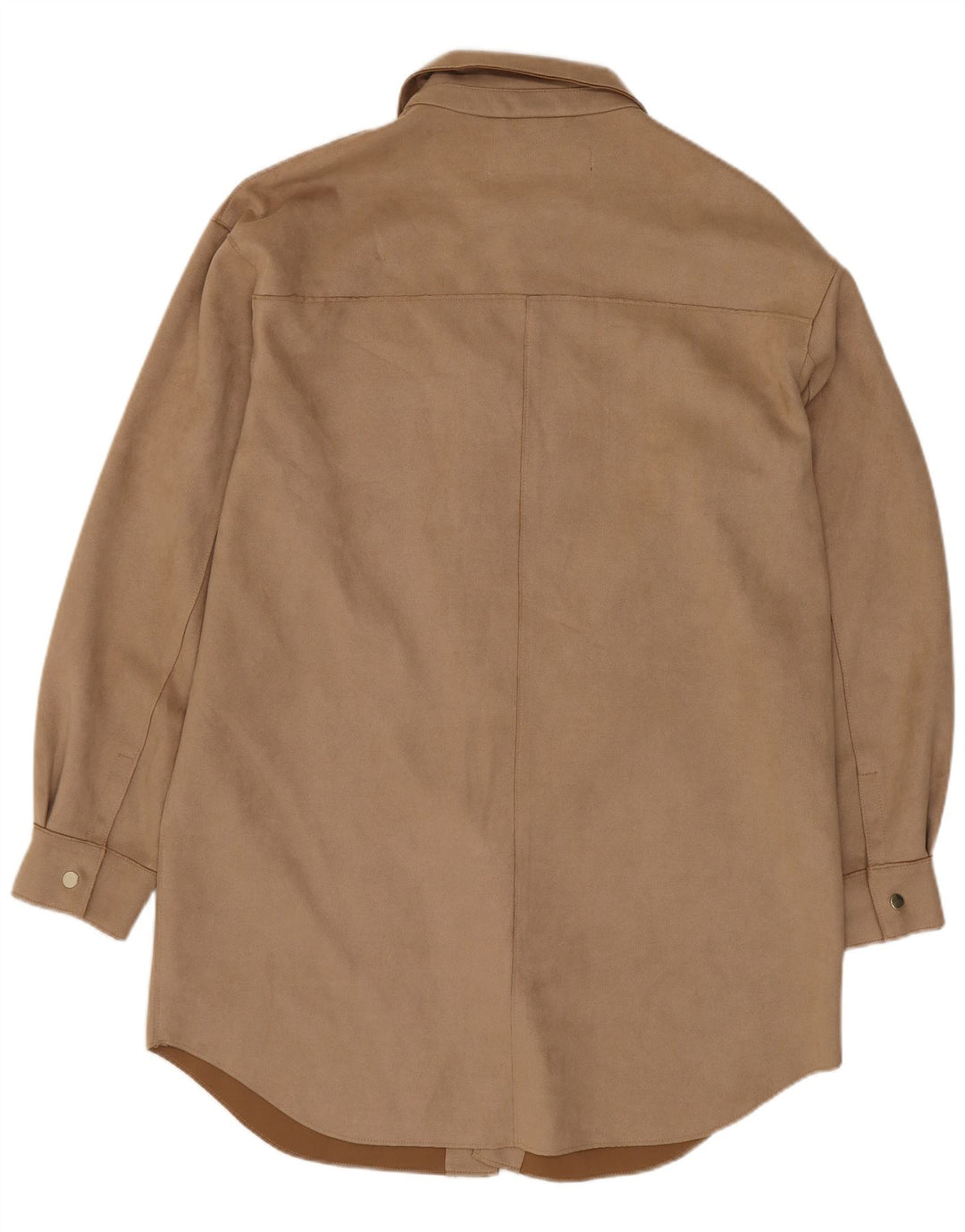 Zara Mujer Camisa tipo shacket extragrande UK 6 XS Poliéster beige