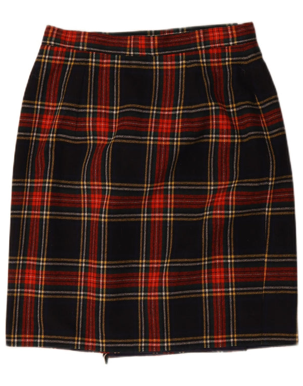 Falda cruzada vintage para mujer W30 cuadros multicolores medianos
