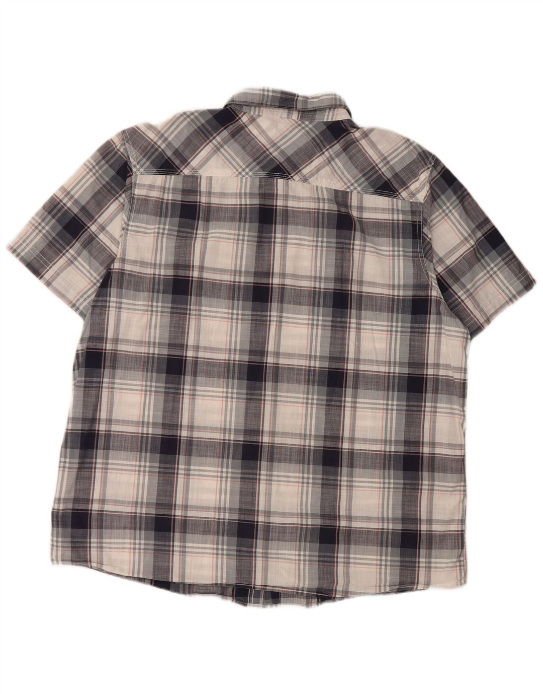 WEIRD FISH Camisa de manga corta para hombre 2XL Azul marino Cuadros Algodón