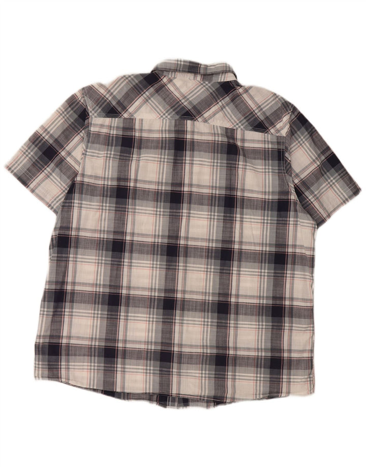 WEIRD FISH Camisa de manga corta para hombre 2XL Azul marino Cuadros Algodón