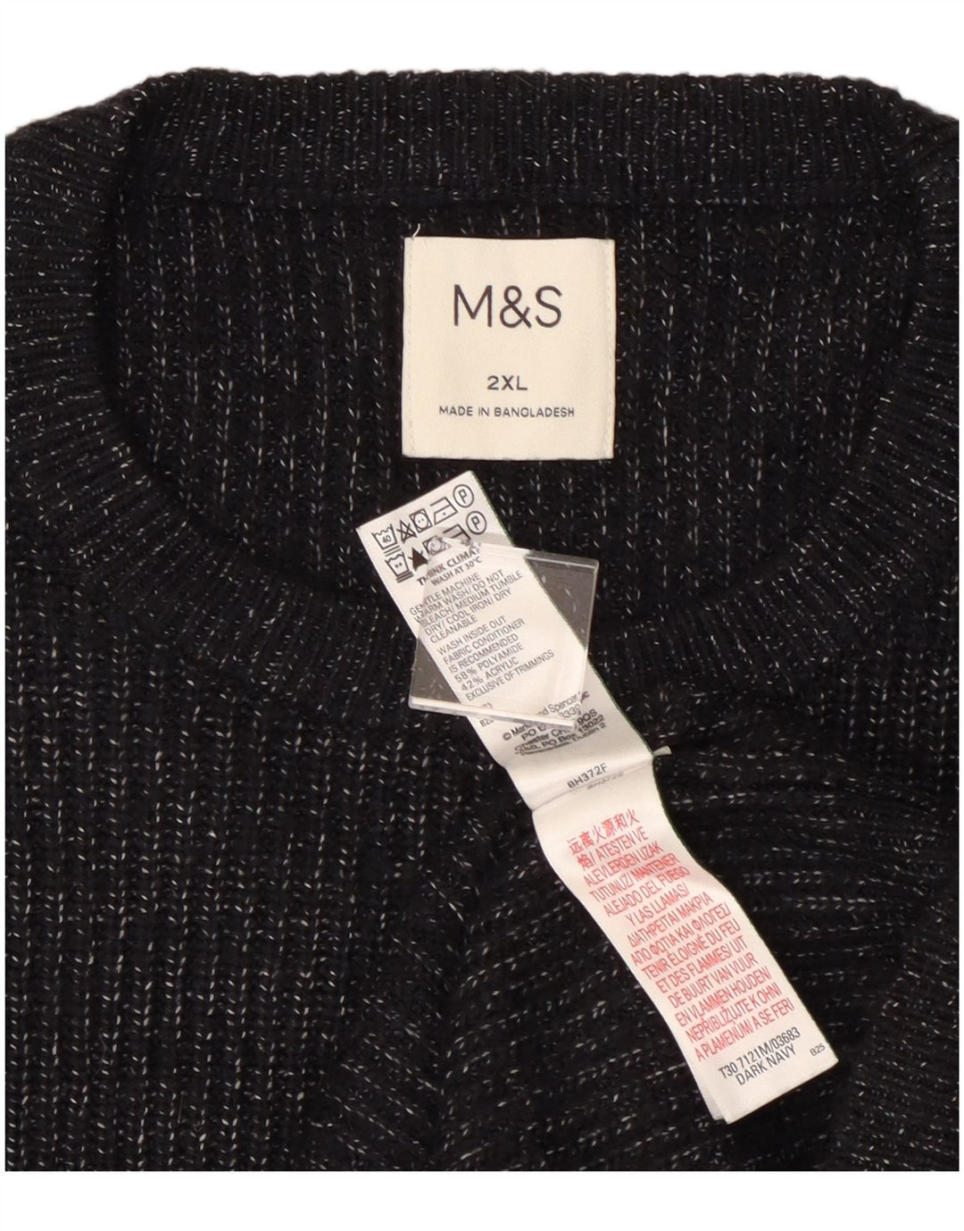 Marks & Spencer - Jersey de cuello redondo para hombre, talla 2XL, color azul marino
