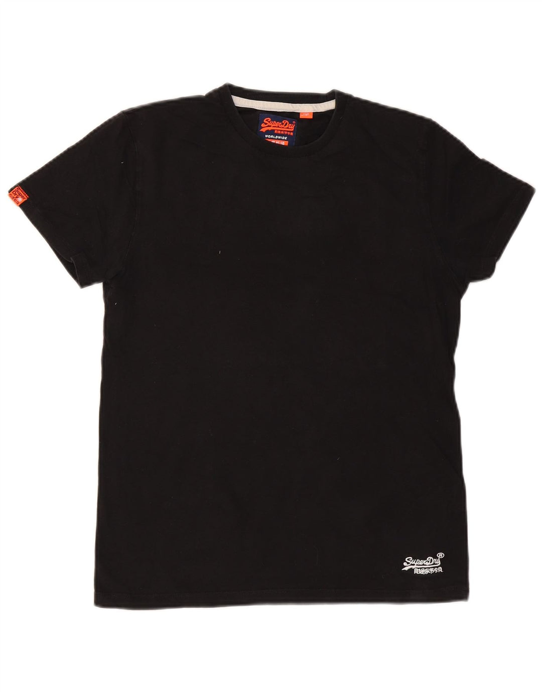 SUPERDRY Hombre Camiseta Top Medium Negro Algodón