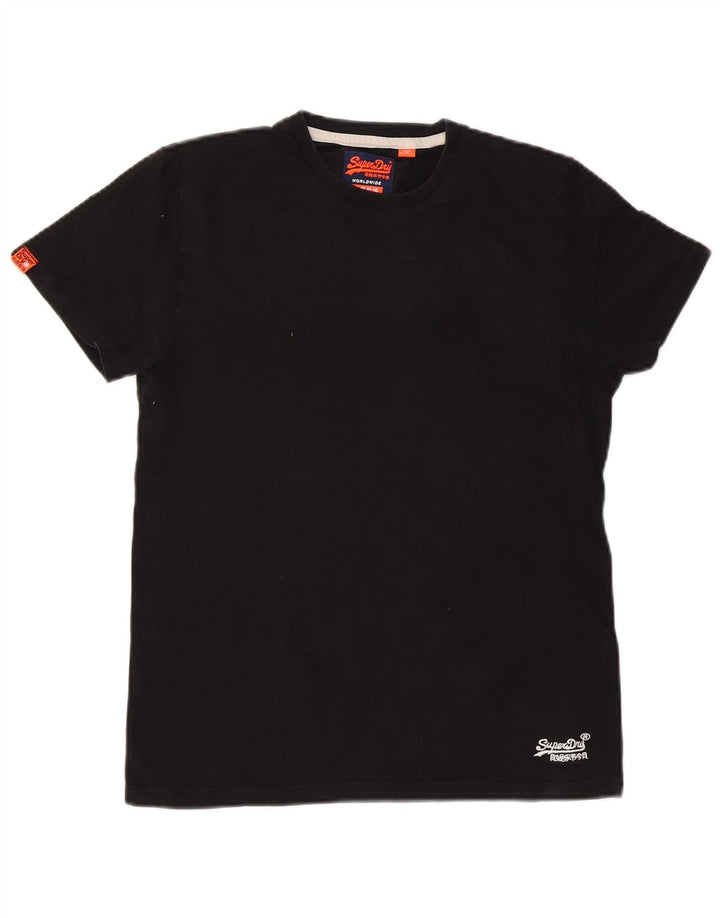 SUPERDRY Hombre Camiseta Top Medium Negro Algodón