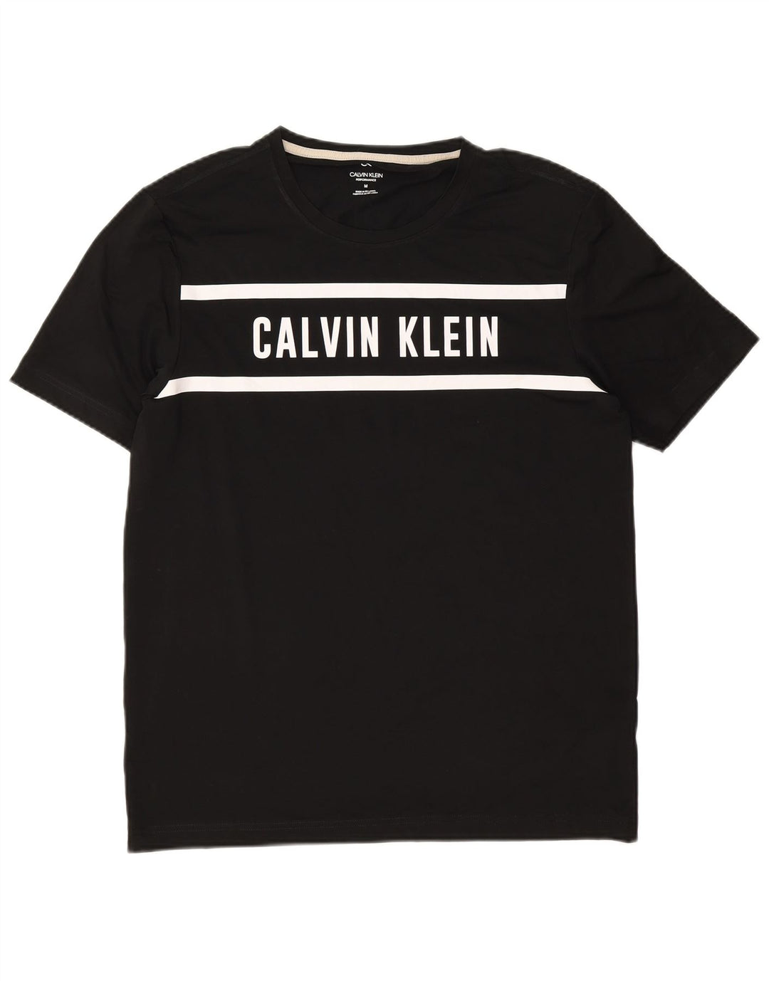 Calvin Klein Hombre Camiseta Gráfica Top Medio Negro Colorblock Poliéster