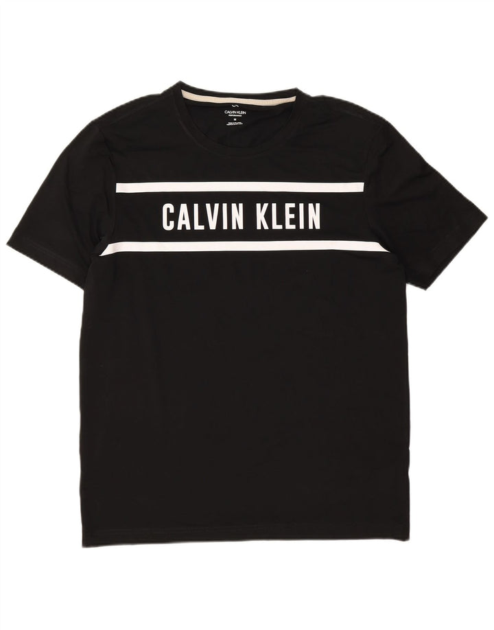 Calvin Klein Hombre Camiseta Gráfica Top Medio Negro Colorblock Poliéster