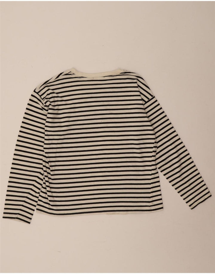 Zara Mujer Top Manga Larga UK 44 Mediano Rayas Negras
