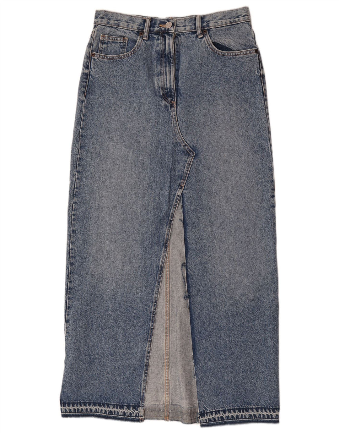 Zara Falda Maxi Vaquera Mediana W28 Azul Algodón