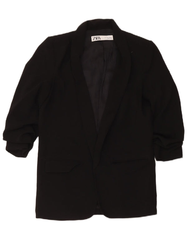 Zara Chaqueta Americana Abierta para Mujer UK 10 Small Black