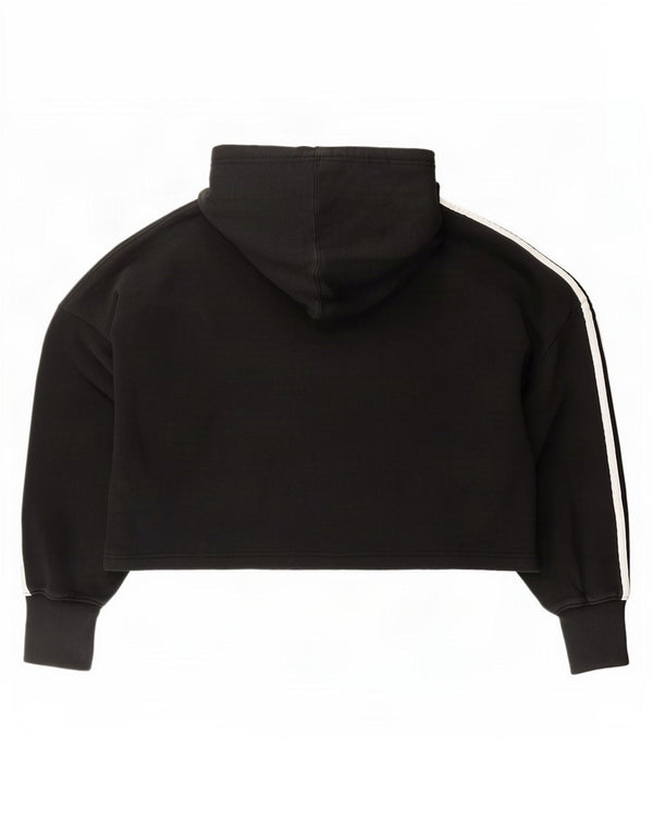 Adidas Mujer Crop Oversize Sudadera con capucha Jumper UK 8 Pequeño Algodón Negro