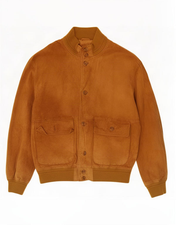Vintage hombres ante bomber chaqueta IT 50 cuero beige grande