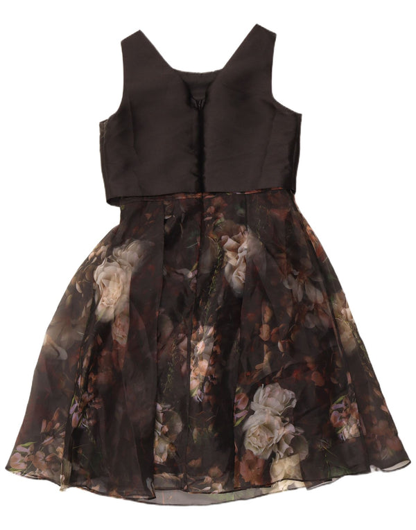 Vestido acampanado sin mangas para mujer Coast UK 42 Poliéster floral negro mediano