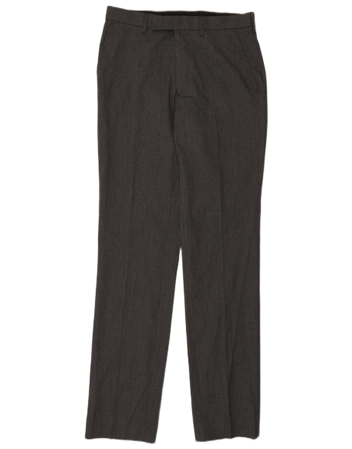Marks & Spencer Pantalón de traje recto para hombre W30 L35 Poliéster gris