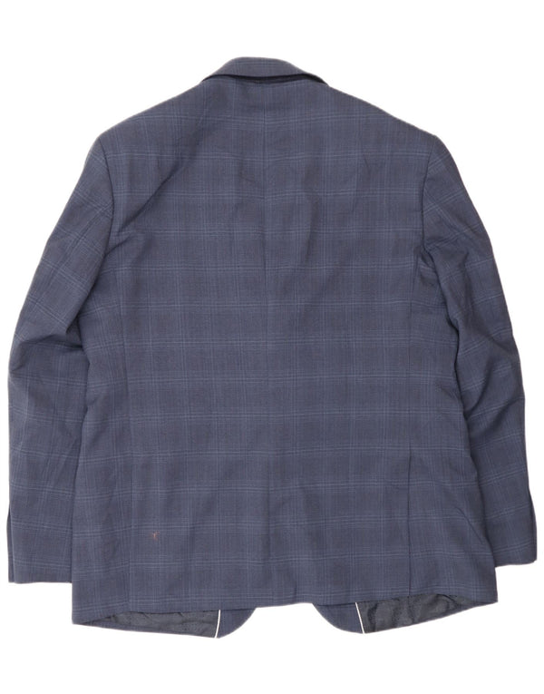 Pierre Cardin Chaqueta tipo blazer de 2 botones para hombre IT 56 3XL Lana a cuadros azul marino