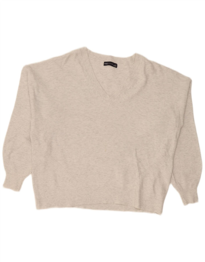 Marks & Spencer Jersey extragrande con cuello en V para mujer UK 40 XL Gris