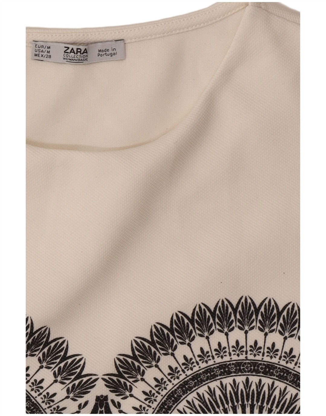 Zara Vestido Recto Sin Mangas para Mujer UK 40 Medio Blanco Geométrico