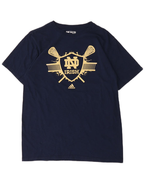Adidas Mens Notre Dame Fighting Irish Graphic Camiseta Top Grande Azul Marino