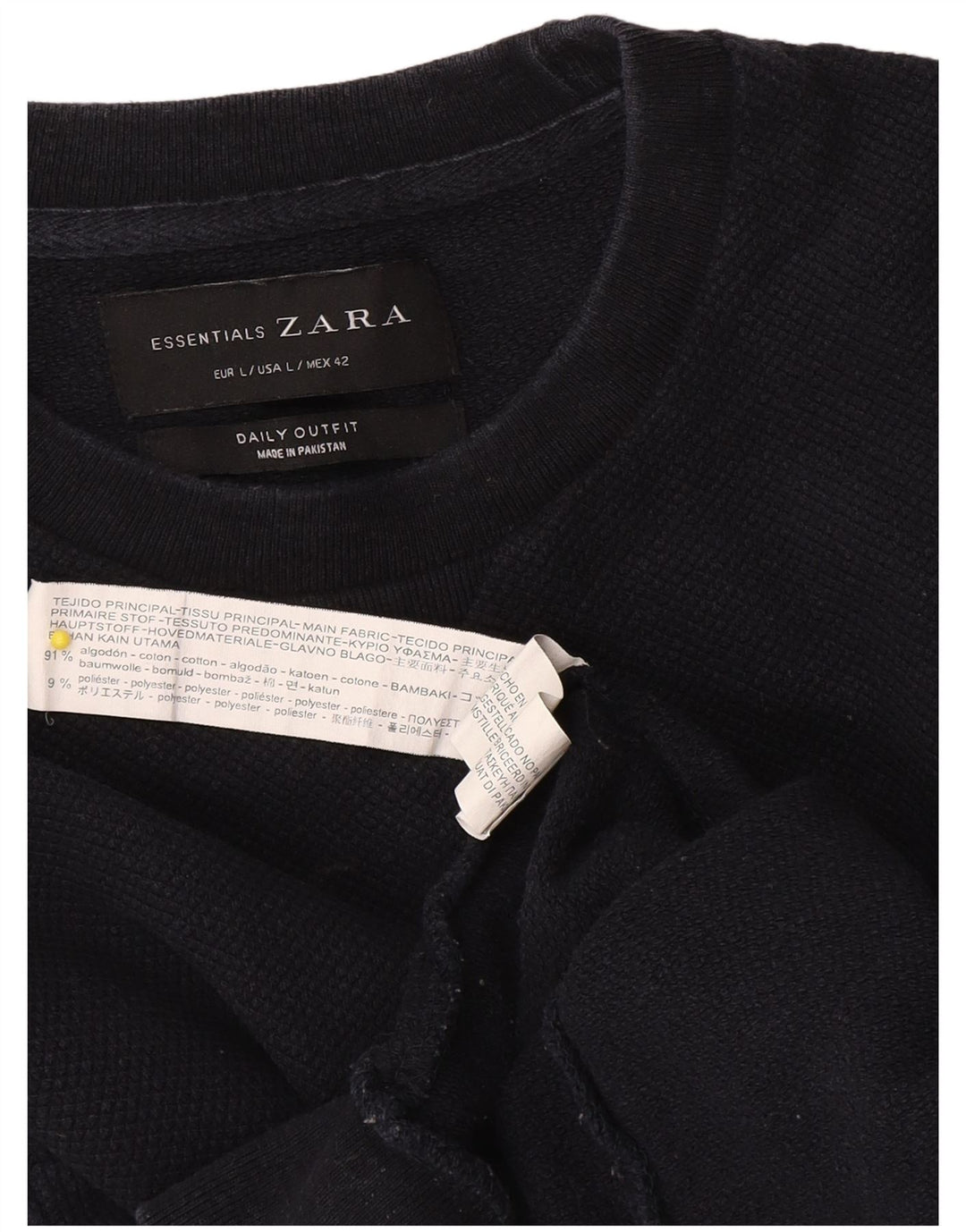 Zara Hombre Sudadera Jumper Large Azul Marino Algodón