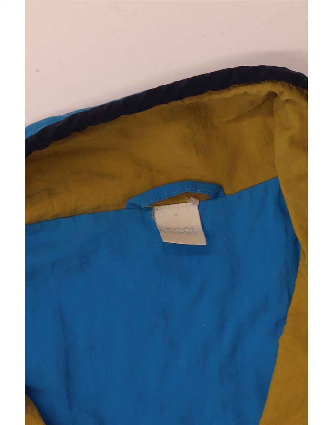 Vintage hombres holgado ajuste chándal top chaqueta medio azul colorblock
