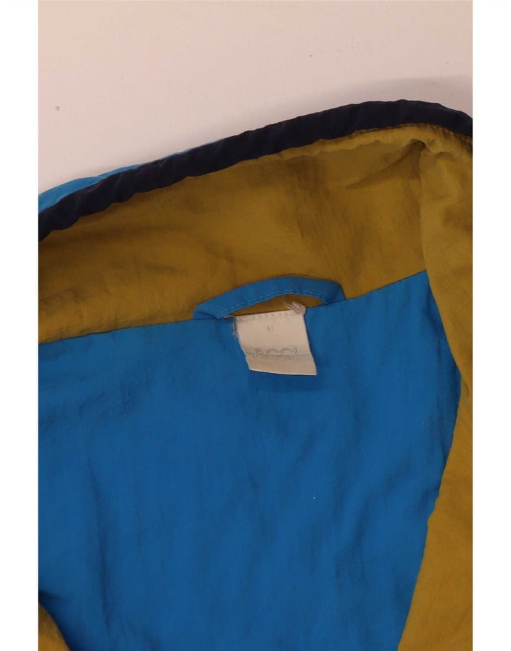 Vintage hombres holgado ajuste chándal top chaqueta medio azul colorblock