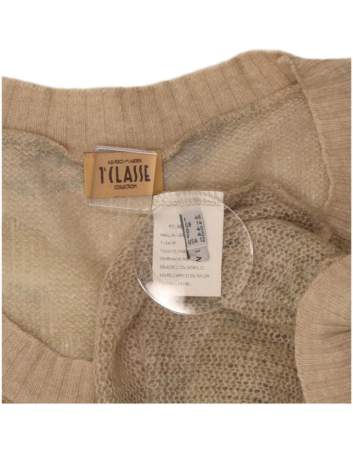 ALVIERO MARTINI Suéter tipo jersey con cuello barco para mujer UK 14 Medium Beige