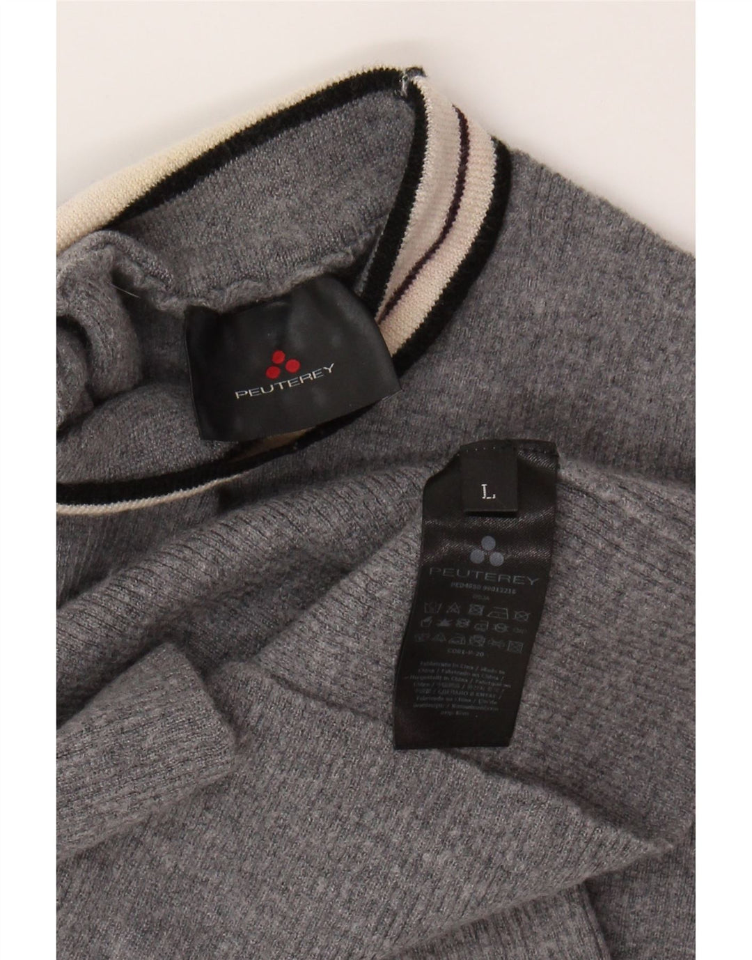 PEUTEREY Womens Crop Turtle Neck Jumper Sweater UK 14 Large Grey Wool