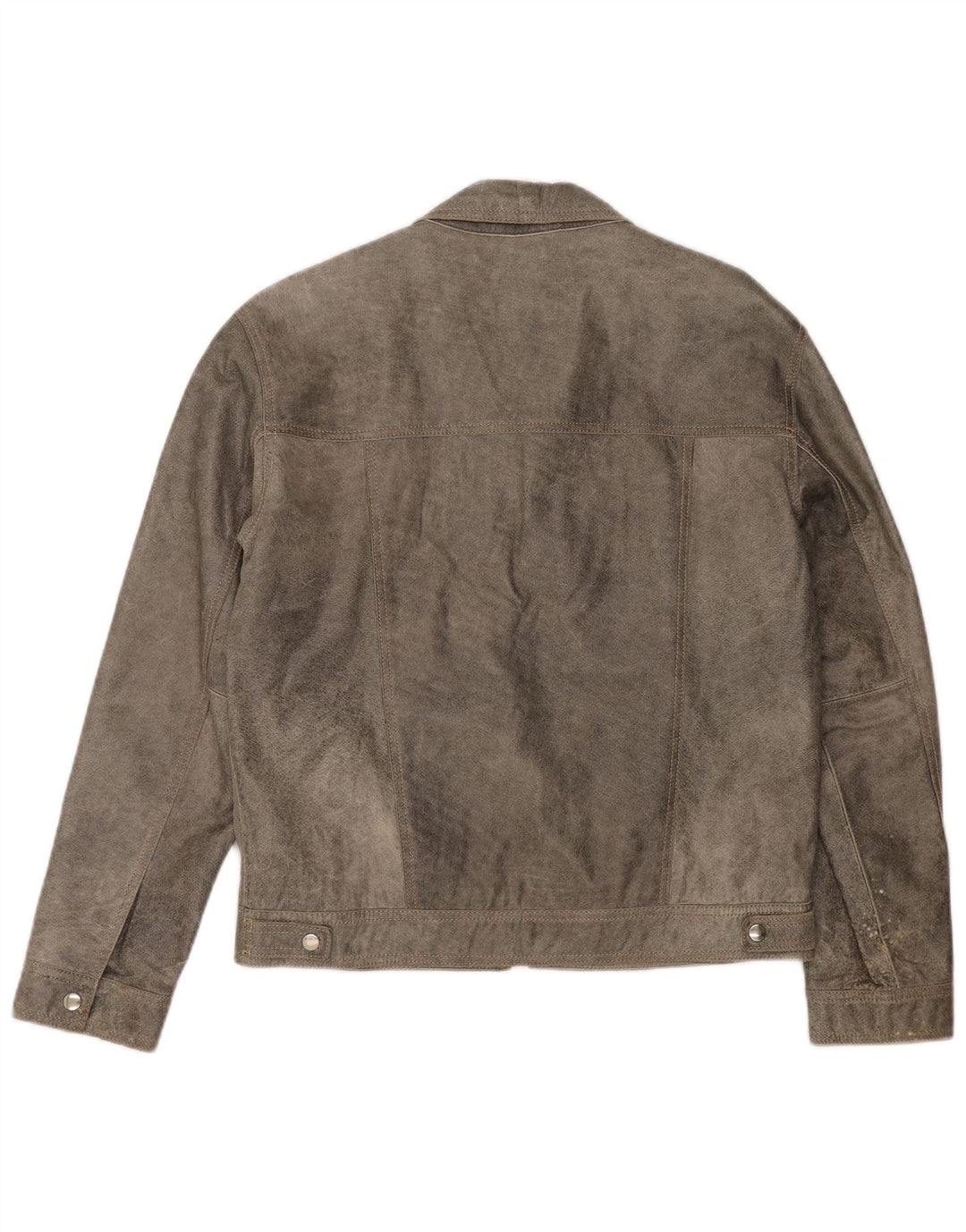 Vintage hombres cuero bomber chaqueta Reino Unido 38 gris medio