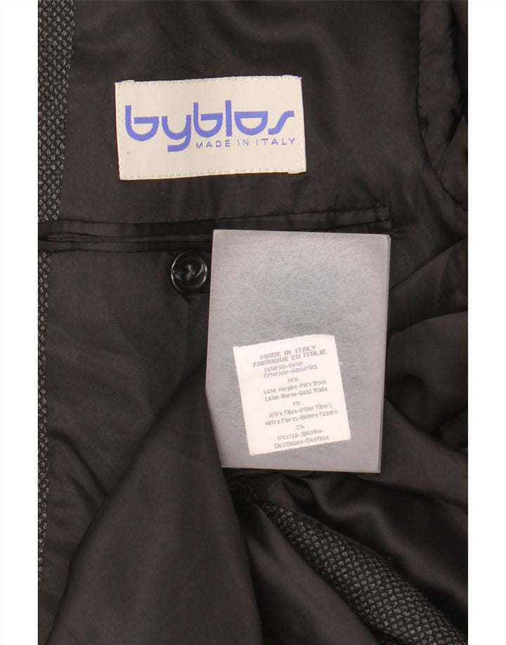 Byblos Chaqueta tipo blazer de 3 botones para hombre EU 48 Lana gris medio