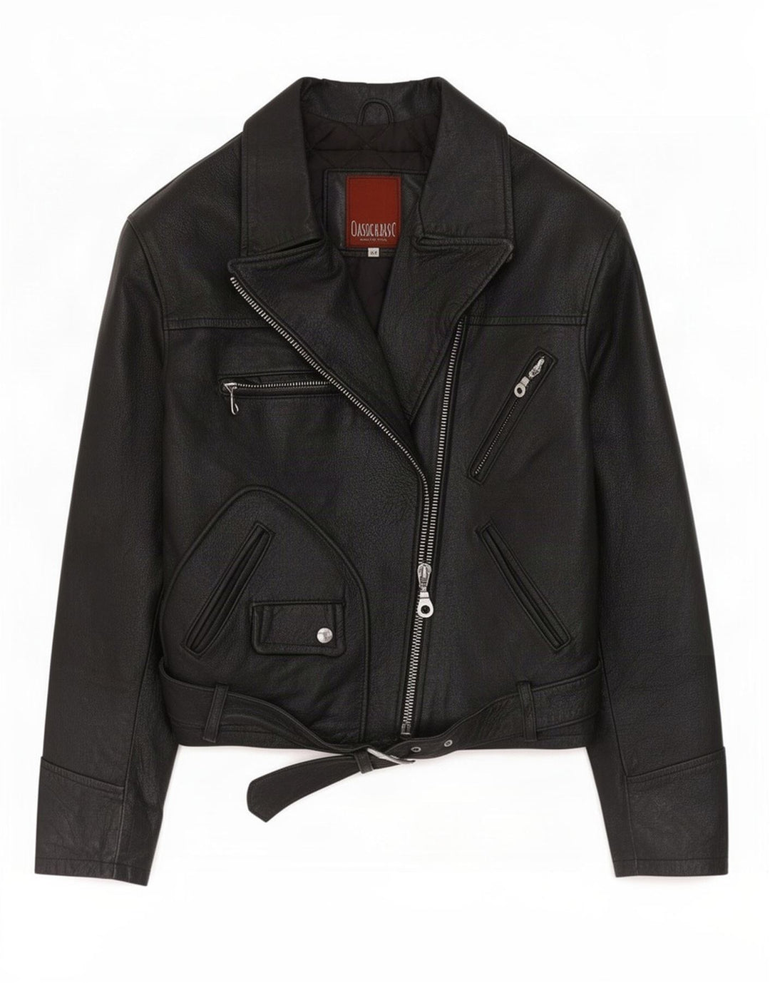 Vintage mujer cuero biker chaqueta IT 44 Medio Negro