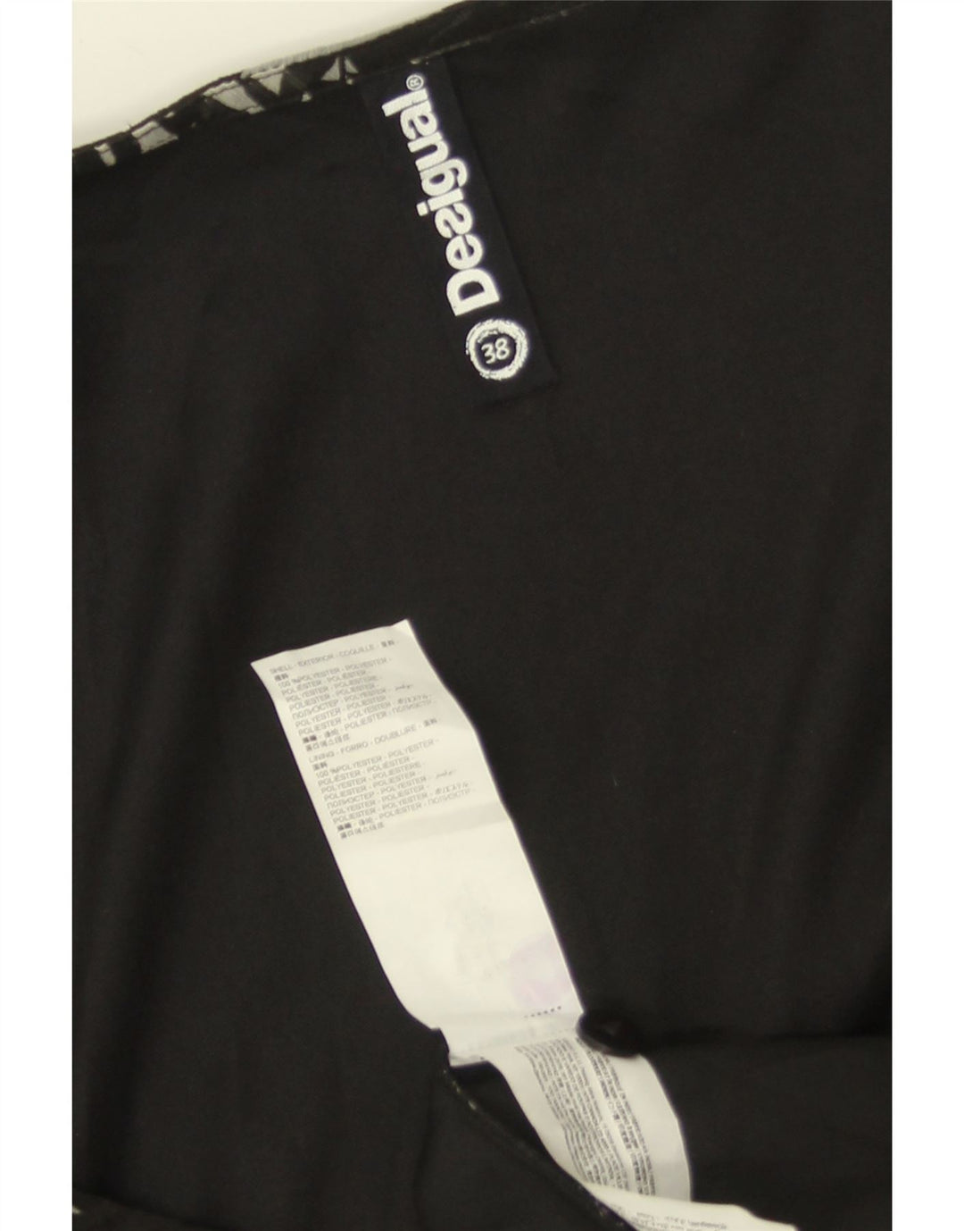 DESIGUAL Vestido cruzado sin mangas para mujer EU 38 Poliéster floral negro mediano