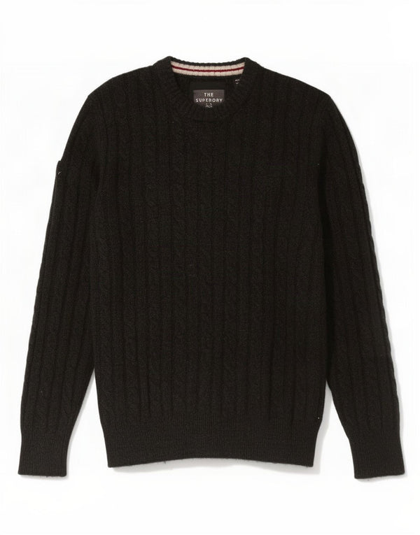 Superdry Jersey De Cuello Redondo Para Hombre XL De Lana De Cordero Negra