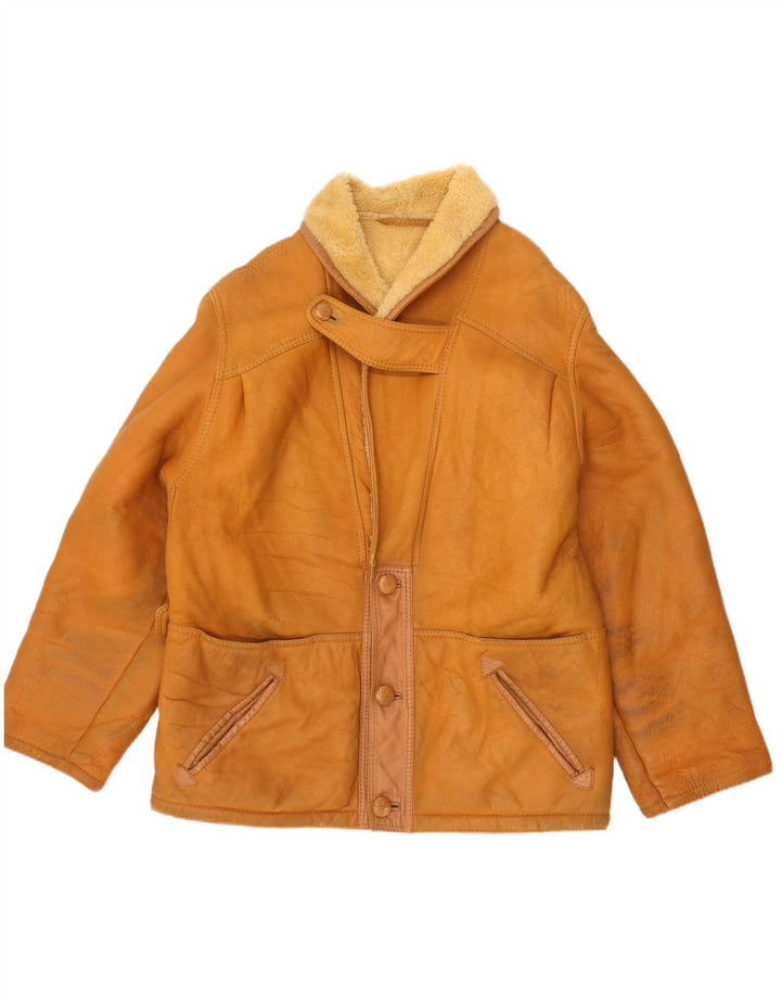 Vintage hombres shearling chaqueta Reino Unido 42 XL Beige Shearling