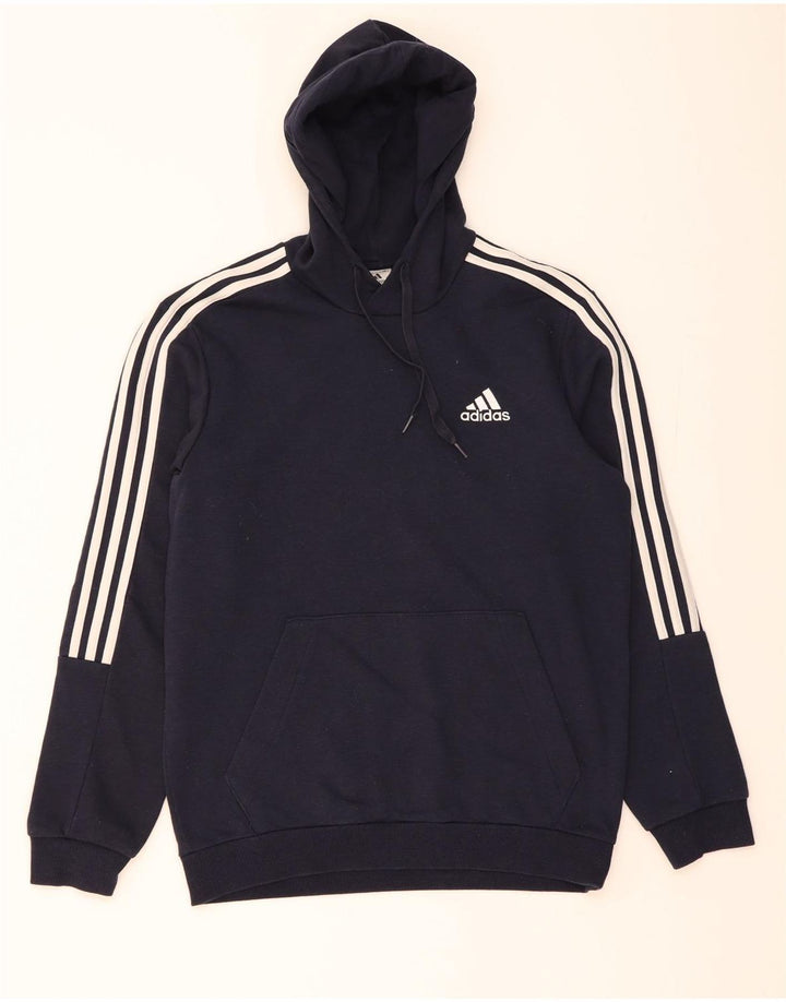 ADIDAS Mens Hoodie Jumper Medium Navy Blue Cotton Vintage Adidas and Second-Hand Adidas from Messina Hembry 