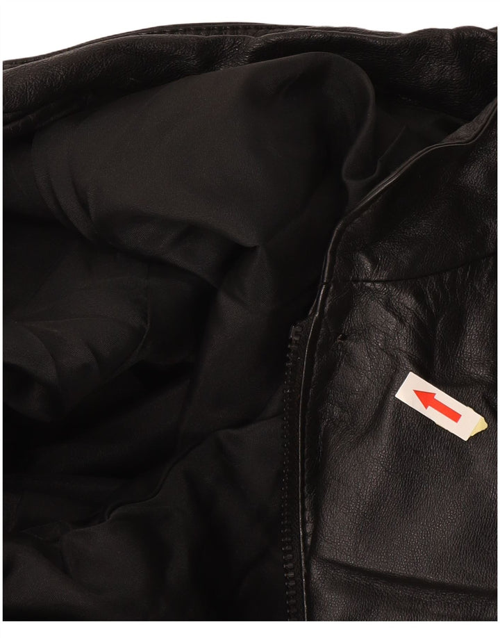 Vintage mujer chaqueta de cuero de gran tamaño EU 50 XL negro