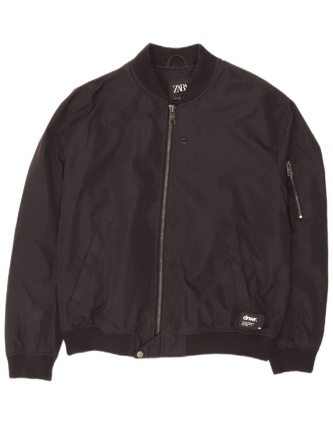 Zara Mens Bomber Jacket UK 40 Grande Poliéster Negro