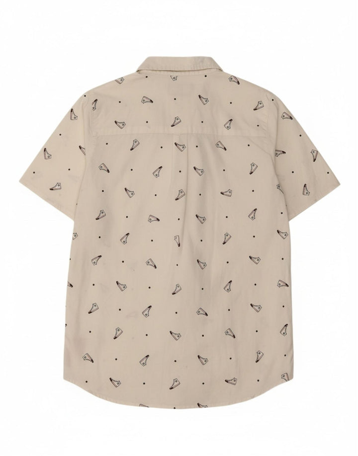CONVERSE Boys Abstract Pattern Short Sleeve Shirt 10-11 Years Medium White Vintage Converse and Second-Hand Converse from Messina Hembry 