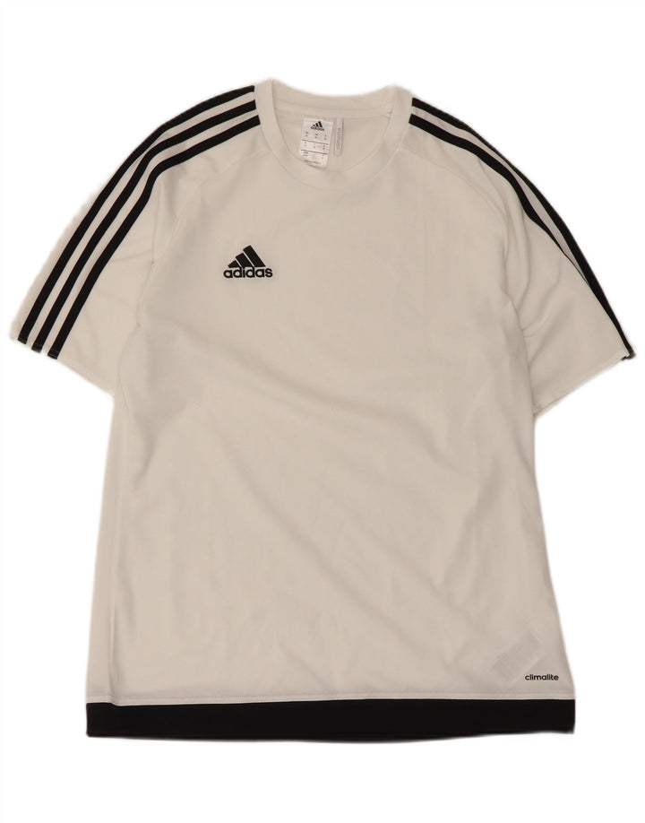 Adidas Hombre Climalite Camiseta Top Medio Blanco Colorblock Poliéster