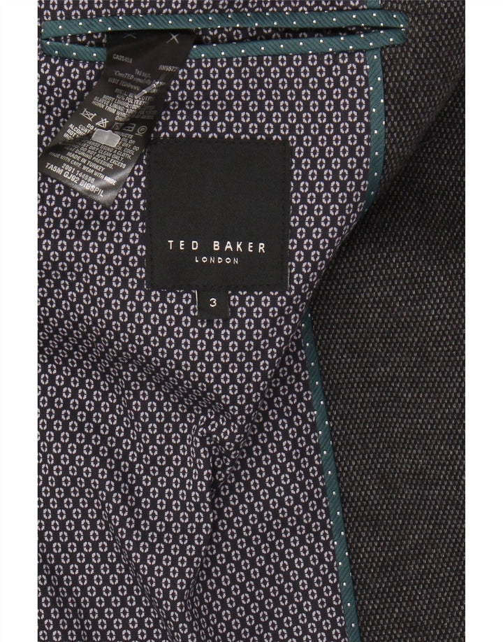 TED BAKER Chaqueta tipo blazer de 2 botones para hombre Talla 3 Algodón gris medio