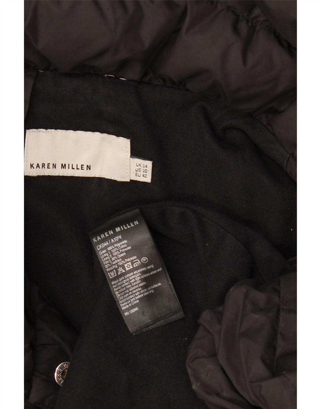 Karen Millen Abrigo acolchado para mujer UK 44 Grande Poliamida negra