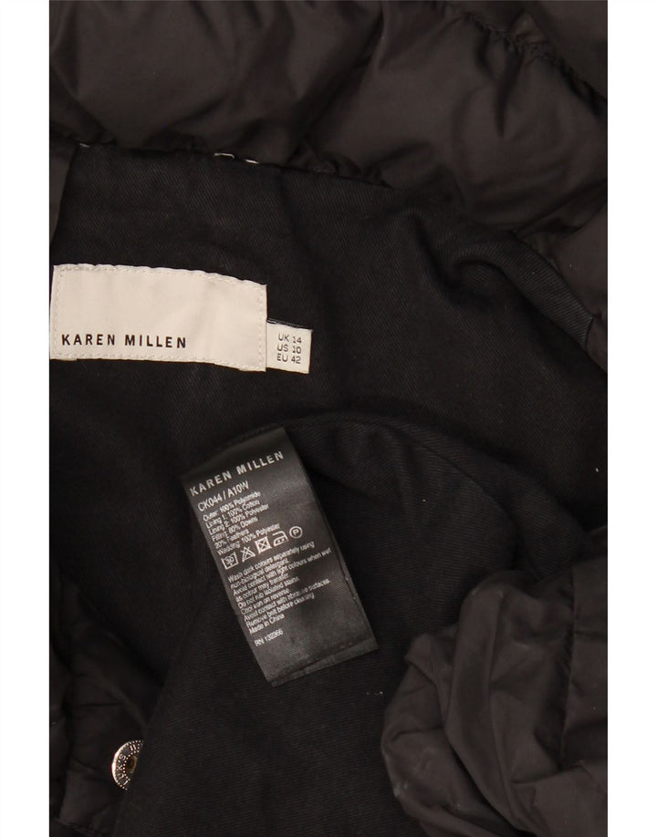 Karen Millen Abrigo acolchado para mujer UK 44 Grande Poliamida negra