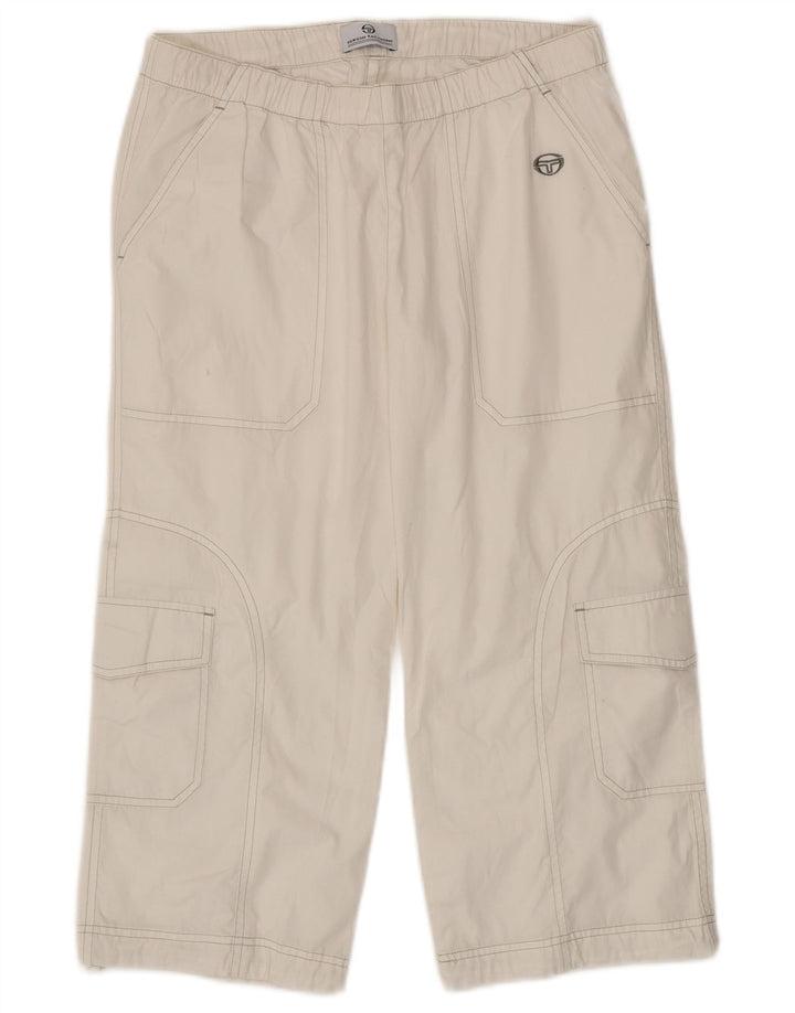 Sergio Tacchini Pantalones Capri Cargo para Mujer Pequeños W27 L20 Algodón Blanco