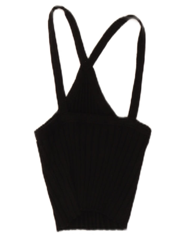 Zara Mujer Crop Halter Top UK 8 Small Algodón Negro